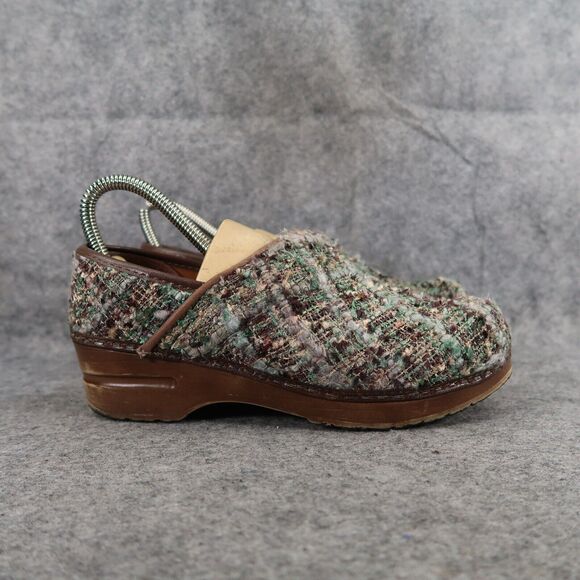 Sanita Shoes Womens 37 Clog Slip On Danish Woven Textile Brown Teal Comfort Walk - Picture 2 of 16